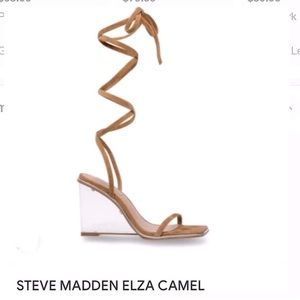 New! Steve Madden Elza camel suede wedges.